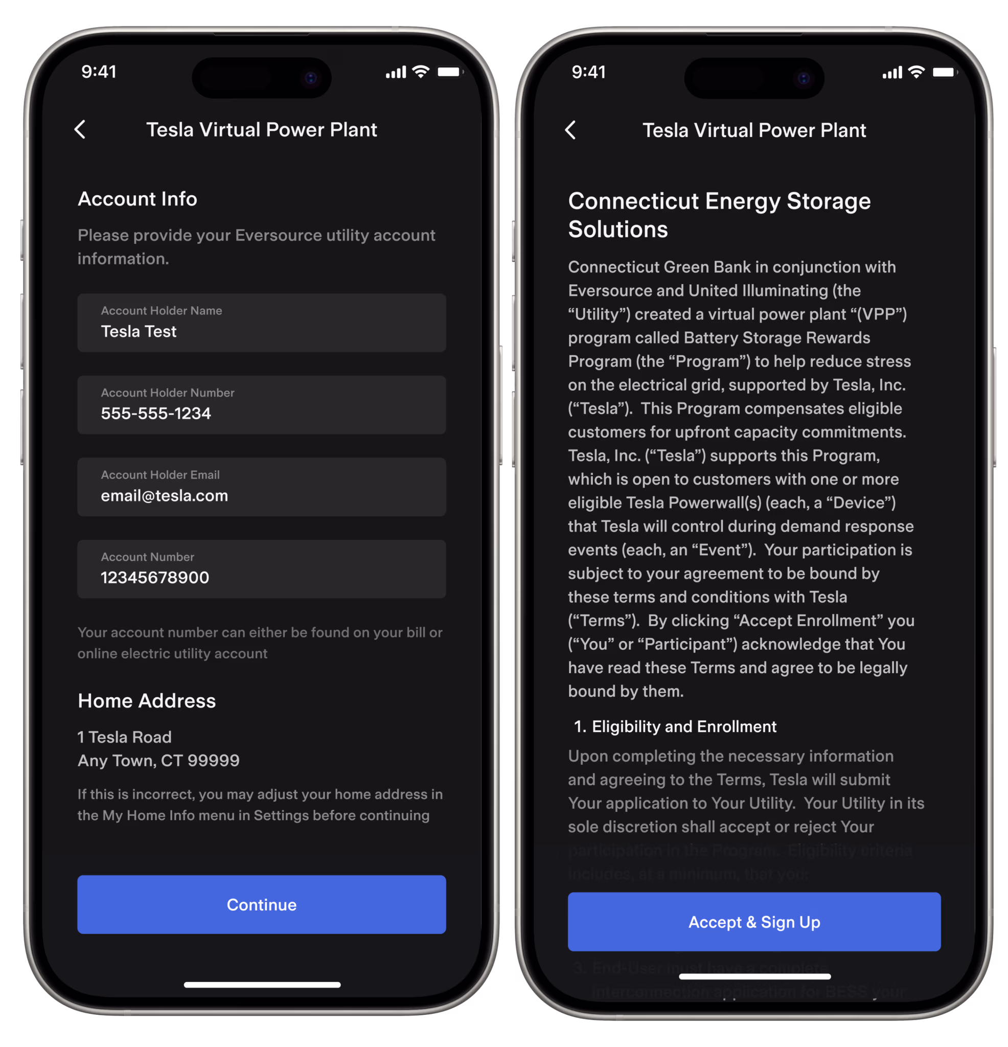 Tesla app terms