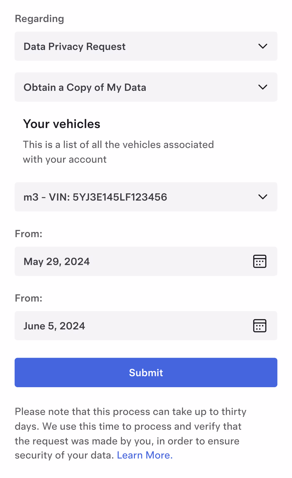 Request a copy of your data