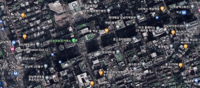 Google satellite view of Tesla South Korea
